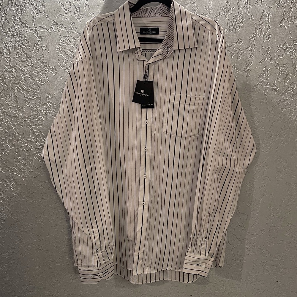 Bugatchi Men’s Black & White Button-Down Shirt